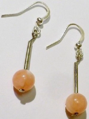 boucles d'oreilles percées bijou vintage couleur or tombante perle rose * 3971 - Photo 1/1