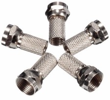 5 X COAXIAL F TYPE MALE PLUGS SCREW TWIST-ON CONNECTORS FOR 6.5MM RG6 COAX CABLE