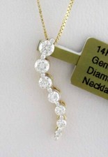 GENUINE 0.50 Cts DIAMOND NECKLACE 14K YELLOW GOLD - Free Certificate Appraisal