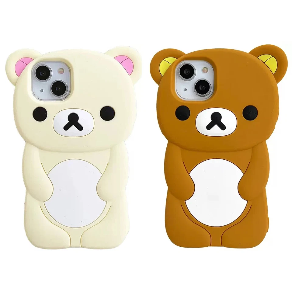 Rilakkuma Bear Silicone Soft Cover Case for Iphone 16 15 14 13 12 11 Pro Max Min - Image 2 of 4