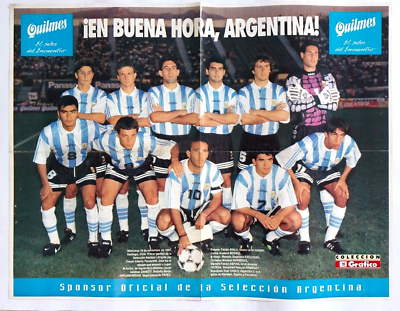 Vintage 1994 Argentina Team Poster Zanetti Ayala Ortega Football