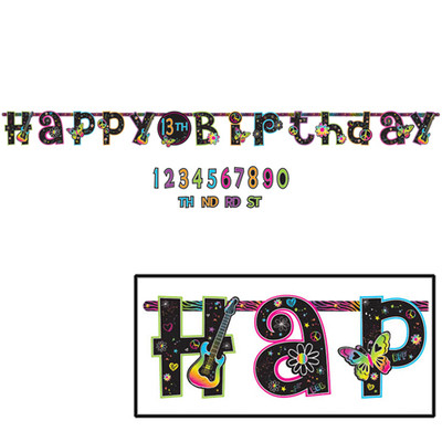 Neon Doodle Jumbo Letter Banner Kit Birthday Party Supplies