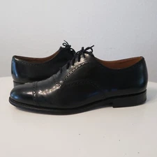 CHURCH'S Custom Grade "Legate" Black Cap Toe Bal w/Brogue SHOES US 9.5 F loafer