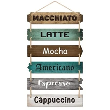Coffee Sign Coffee Bar Decor Wooden Hanging Farmhouse Decor Large Rustic Wood Ki