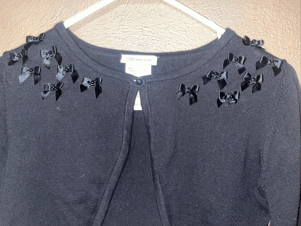 Bonnie Jean Little Girls Black Cropped Cardigan Bolero Sweater - Size XL Foto 3 de 4