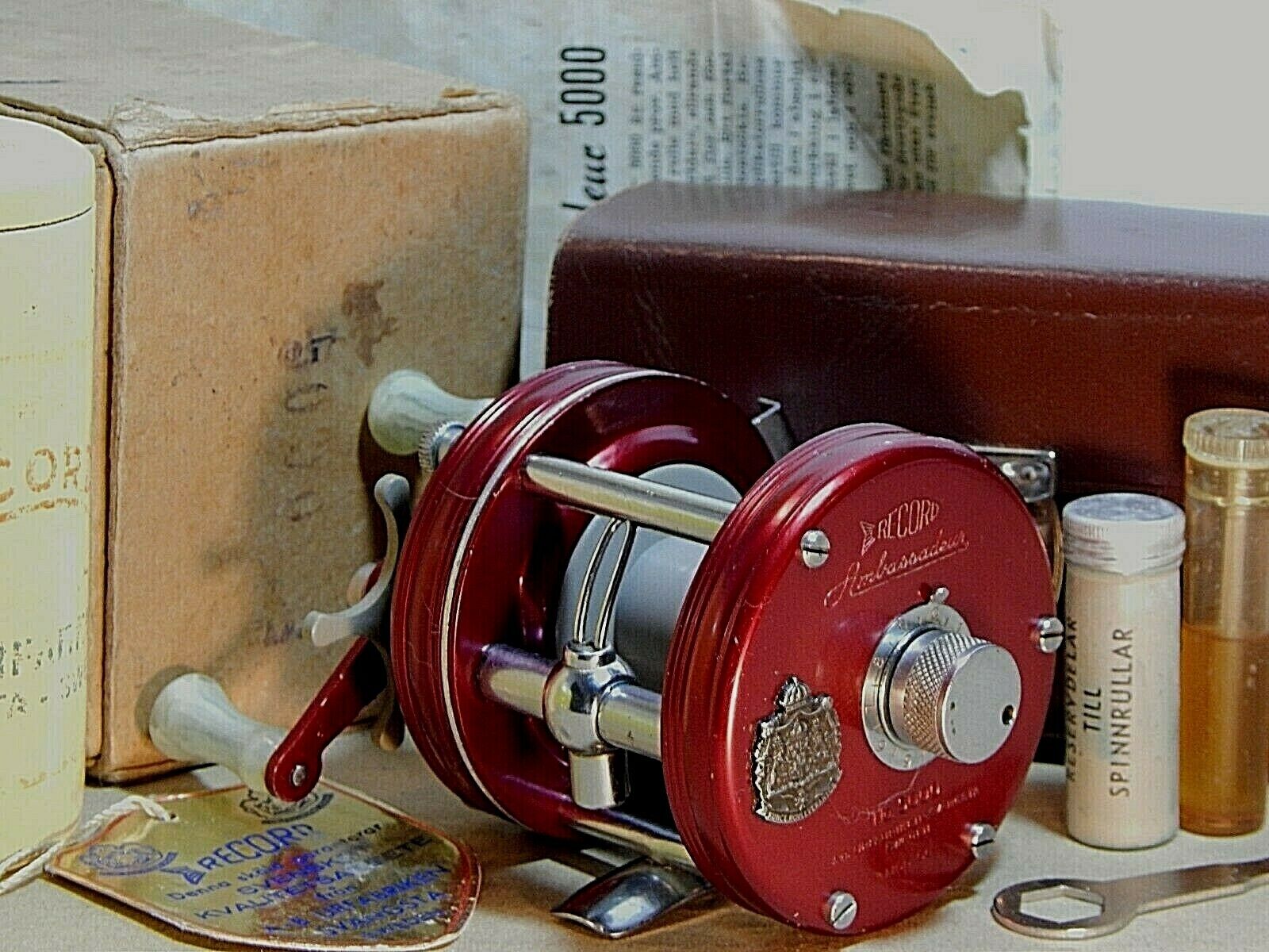 52 Vintage Record AMBASSADEUR 5000 Mod.SG baitcasting reel in  box+case+xclnt++