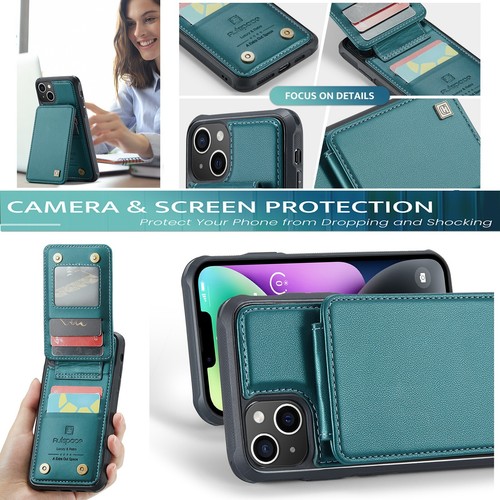 For Apple 16 /15/14/13 Pro Max Shockproof Magnetic Wallet Card Slot Leather Case - Picture 11 of 46