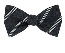 Men's 100 Silk Designer Self Tie Striped Woven Bowtie- NWT