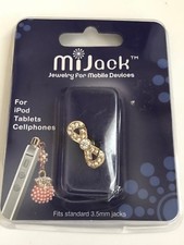 MiJack Jewelry For Mobile Devices Fits  Gold Jeweled Bow, X 2