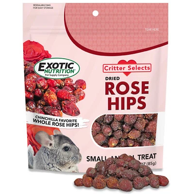 EXOTIC NUTRITION Dried Rose Hips (3 oz.) - Healthy Treat - Chinchilla, Prairie Dog, Degu, Rabbit