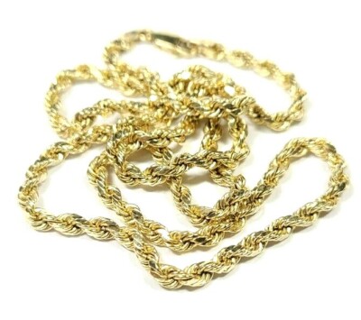 CX 10k Yellow Gold Hollow Lightweight Rope Chain Necklace 18