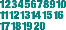 1-20 Numbers Teal Sticker Vinyl Decals CHOOSE  1" - 8"  (V586)