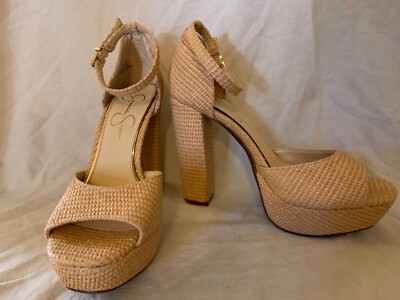 Jessica Simpson straw platform ankle strap heel size