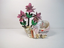 Hand Made Of Seashells Flower And Base Arrangement "I Love Bolinao" 7.5" H 6" L