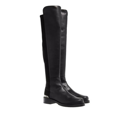 STUART WEITZMAN 5050 BOLD LOGO OVER THE KNEE BOOTS BLACK SIZE 7.5 $795