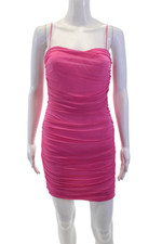Super Down Womens Ruched Sleeveless Body Con Dress Pink Size Medium