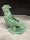 VTG 1950’S MCCOY POTTERY GRN ROOSTER PLANTER 7.5”H MANUFACTURER FLAW SEE PIC #6