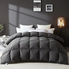 Goose Feather Down Fiber Comforter Full Size, 100 Organic Cotton Fabric Duvet