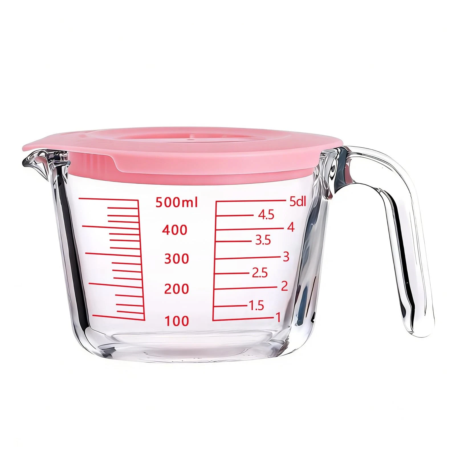 Glass Measuring Cups with Lids Set, Borosilicate Glass V-Shaped Spout Microwa...