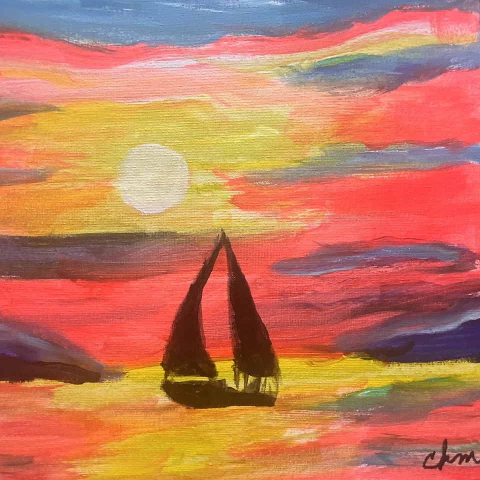 PINTURA ARTÍSTICA COLORIDA ABSTRACTA FIRMADA A MANO EXPRESIONISMO ORIGINAL 12x12 Foto 2 de 2