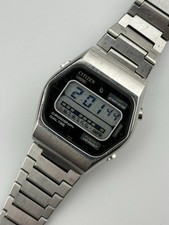 VERY RARE Vintage Citizen Quartz Dual Time Chronograph LCD Collectors Watch