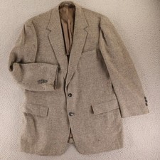 VTG Tweed Jacket 42R M Brown Houndstooth Check 100 Wool Blazer Sport Coat