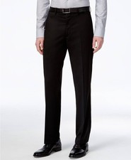 Alfani Men Slim-Fit Black Flat-Front Suit Dress Trousers Pants Size 34W 32L