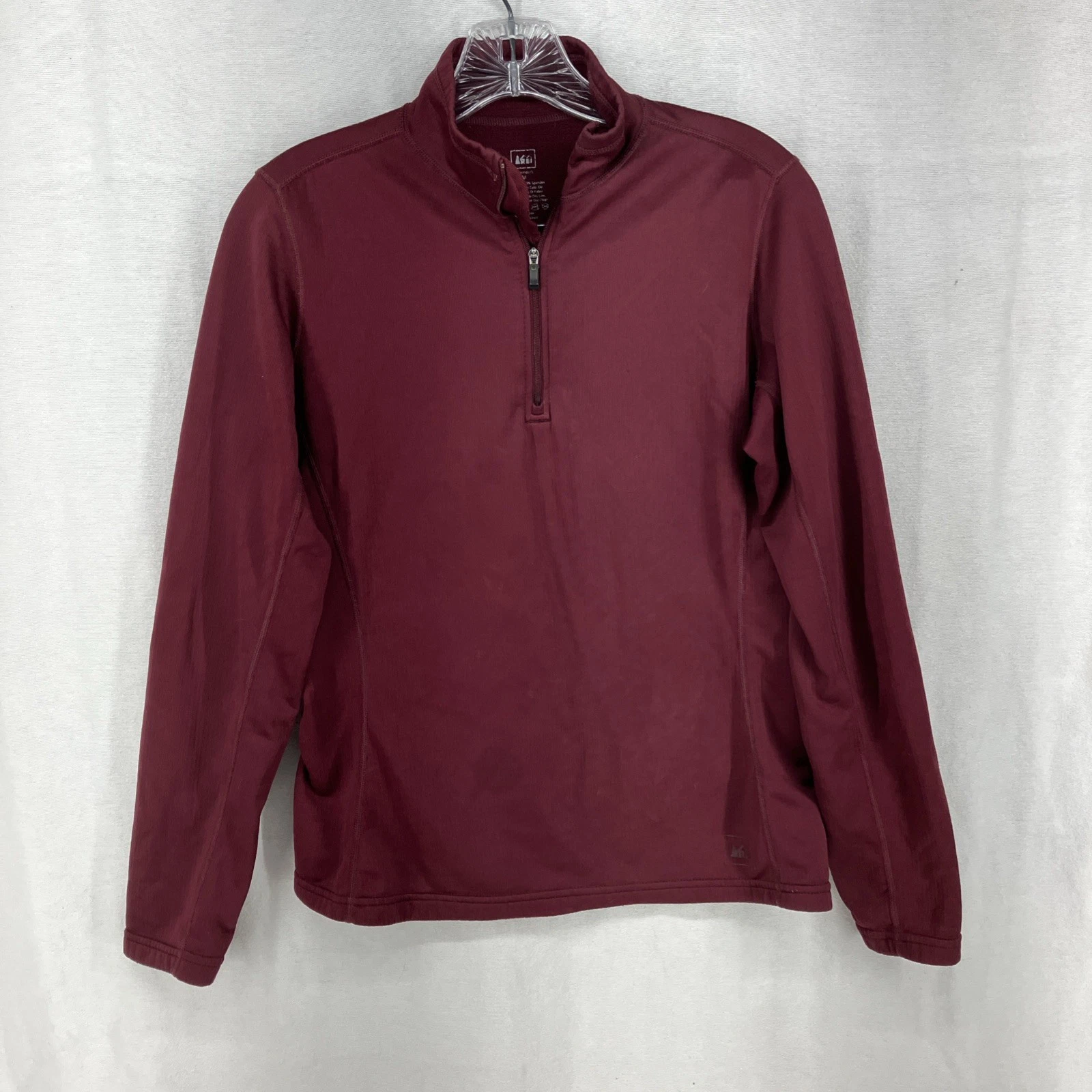 REI Capilene 1/4 Zip Top Stretch Long Sleeve Base Layer Midweight Maroon Medium