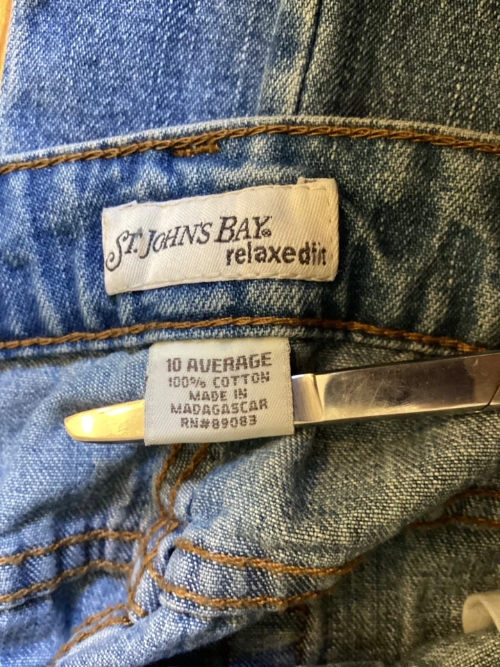 Pantalones de mezclilla para mujer talla 10 St. Johns Bay azul algodón calce relajado retro de colección Foto 2 de 4