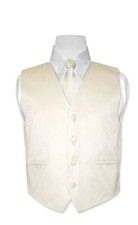Boy's CREAM TAN Dress Vest with Boys Bowtie Tie Size 14