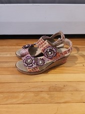 L'Artiste by Spring Step Theron Style Size 39 8.5 Hand-painted Leather Wedge