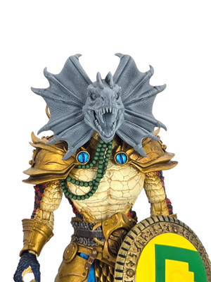 Custom 3d Printed Frilled Dragon Headsculpt For Mythic Legions 1/12 Scale 