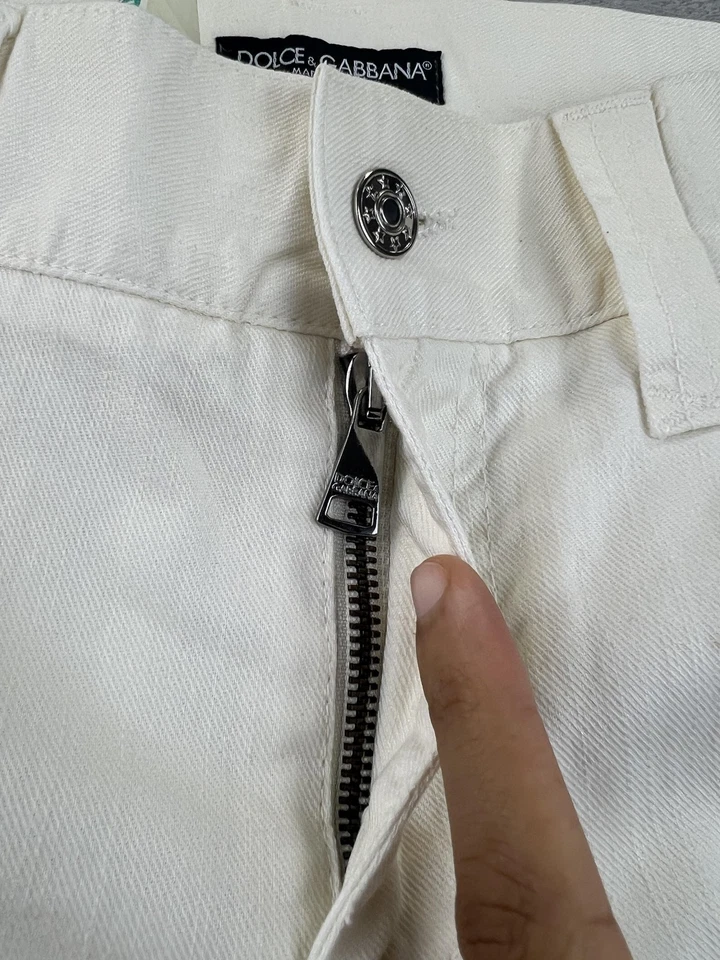 Vintage Dolce & Gabbana Jeans Mens 48 White Made in Italy 14 Straight Leg Denim - Image 2 of 4