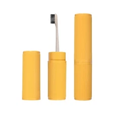 2 Pcs Travel Toothbrush Case, 7.8x1.65"Fine Lines Toothbrush Holder, Yellow