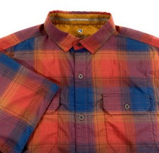 Kuhl Men's Response Ultra-Light Moisture Wicking Orange Plaid Shirt Large