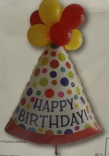 Anagram Happy Birthday Party Hat Foil Balloon 26" x 37" Inflate Helium or Air