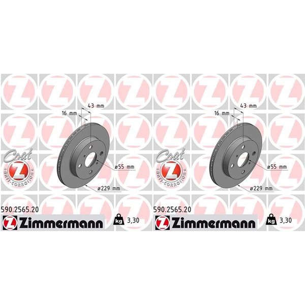 2X Zimmermann Bremsscheiben 229Mm InnenbelÜFtet Vorne Passend FüR Toyota Starlet-image