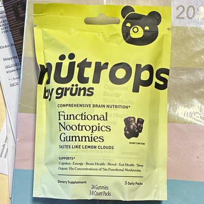 nütrops Functional Nootropics Gummies Lemon Vegan 1000mg 24 ct Exp 04/2027