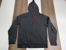 DC Mens Size M Gray Full Zip Hoodie Sweatshirt Drawstring Skateboard Jacket