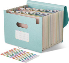 Organizador de Archivos de Acordeón, 13 Bolsillos Pajita de Trigo Carpeta de Archivos Expansible, Portátil