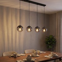 Pendelleuchte HäNgelampe Deckenlampe Esszimmerlampe Glas Rauchfarbe 4-Flammig