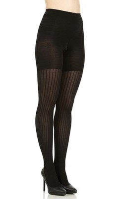 Spanx Star Power Center Stage Patterned Shaping Tights Rubbed Row Black Sz G