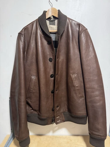 Giacca bomber Burberry Brit pelle marrone collo scialle Nova Flight A2 XL