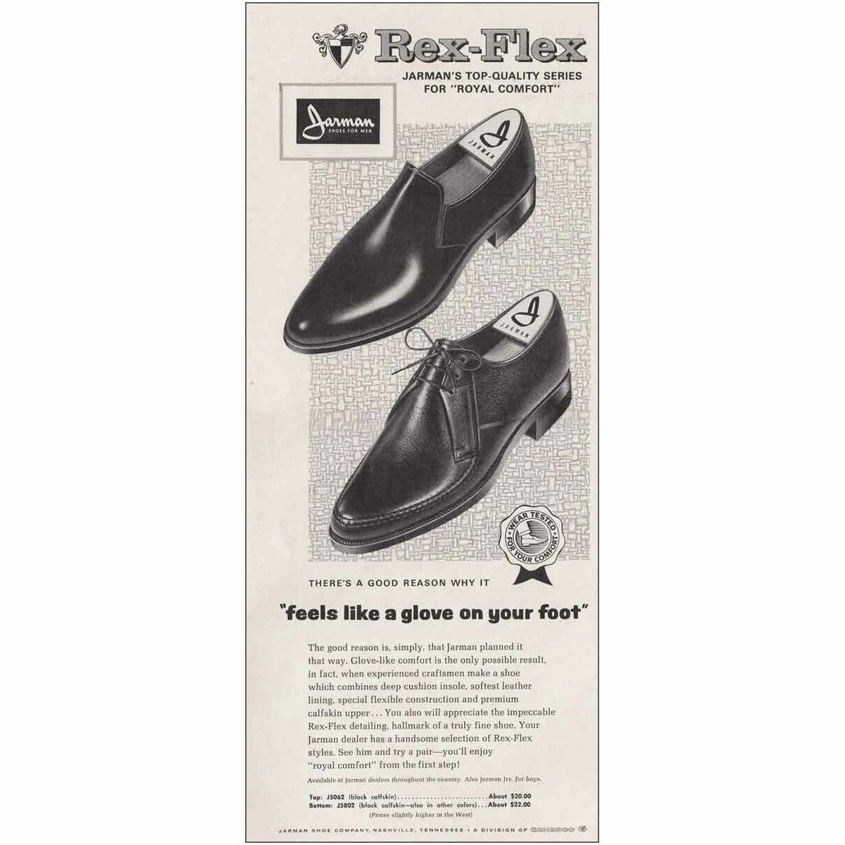 1966 Jarman Shoes Rex Flex Feels Like a Glove Vintage Print Ad eBay