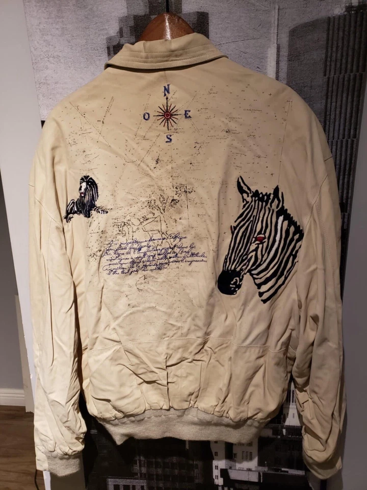 SERAPHIN VINTAGE PEAU SKIN LEATHER JACKET SIZE 56 FRANCE ZEBRA LION MAP Wilsons - Image 2 of 4