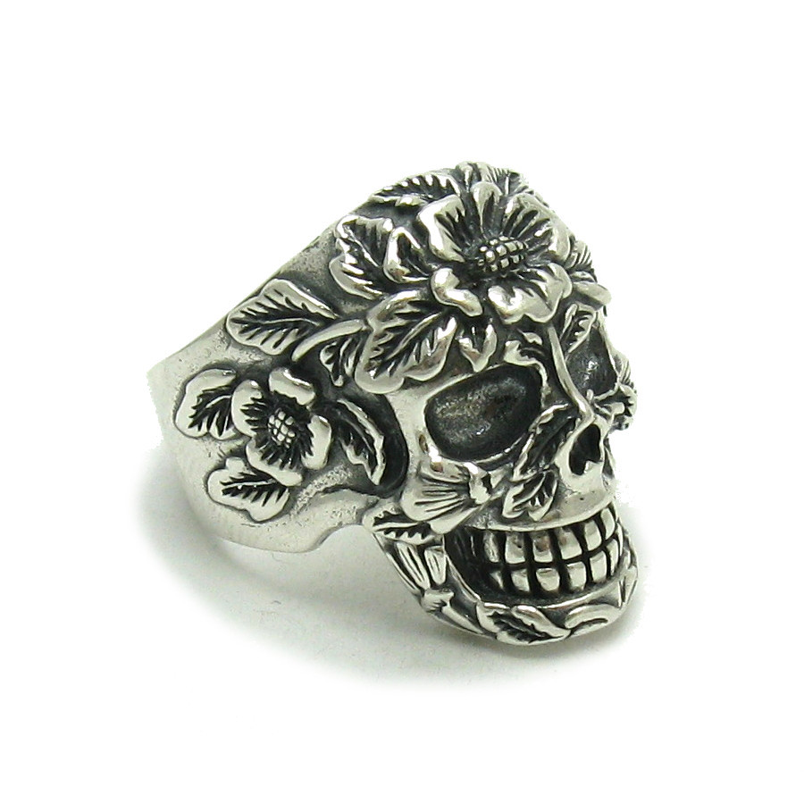 Original Sterlingsilber Ring Gestempelt Massiv 925 Schädel Und
