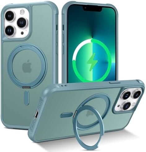 for iPhone 13 Pro Max Case with Kickstand,[Compatible with MagSafe] Translucent