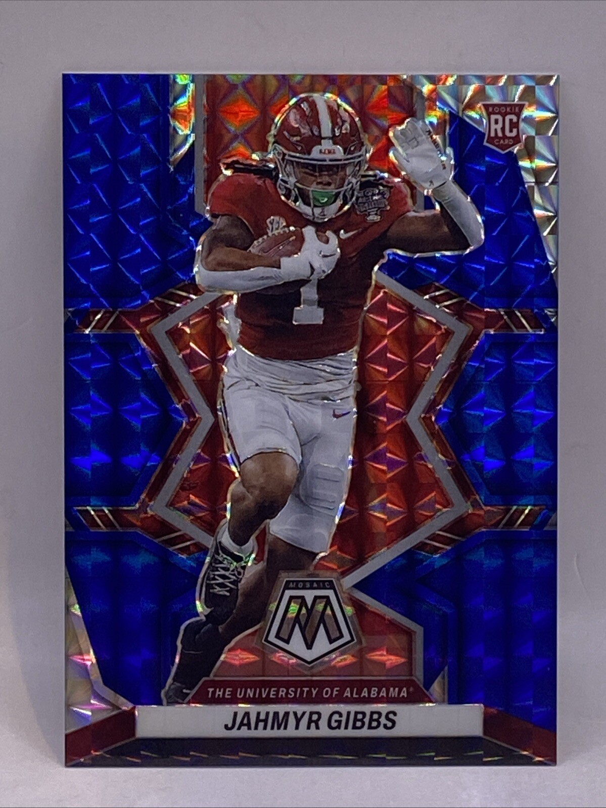 2023 Panini Mosaic Draft Picks Blue Prizm #/75 Jahmyr Gibbs #8 RC Rookie Alabama