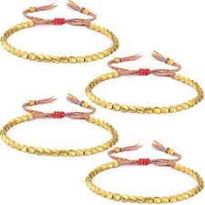 4 Pieces Tibet Copper Beads Bracelets Adjustable Handmade Braided Bracelets US
