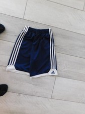 Adidas Boy's Navy Blue w/ White Stripes Polyester Shorts- Boy's M
